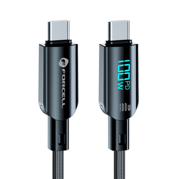 Kabel USB C do USB C Forcell F-Energy QC4.0 PD 5A 100W Digital 1,2 m C277 czarny