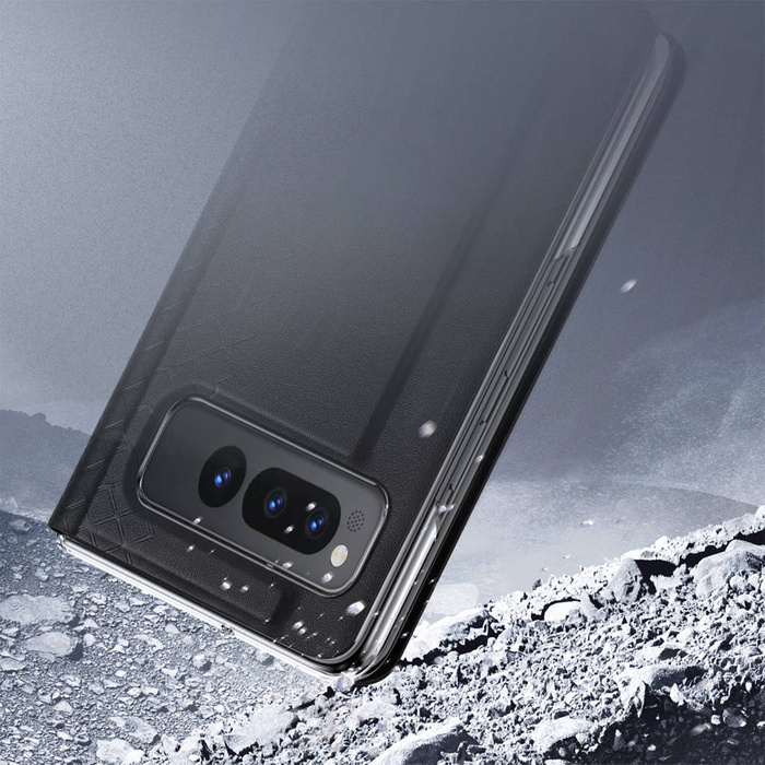 Etui Skórzane etui z klapką i portfelem do Google Pixel Fold Dux Ducis Bril - czarne