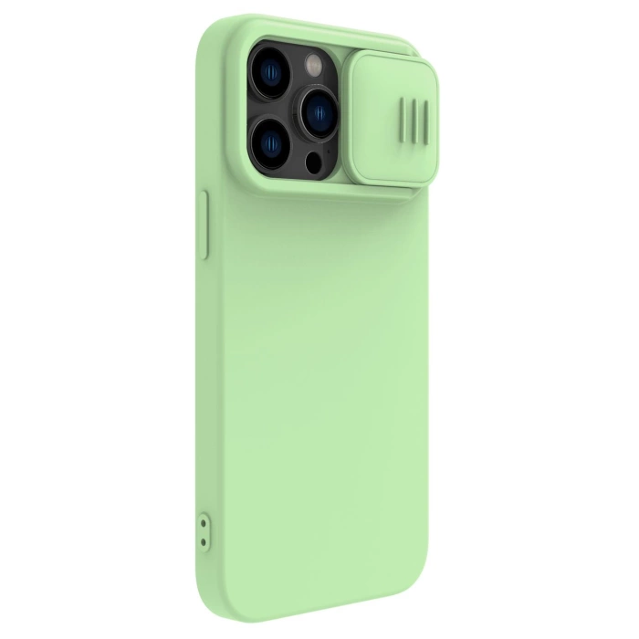 Etui Nillkin CamShield Silky Silicone Case etui iPhone 14 Pro Max pokrowiec z osłoną na aparat zielony