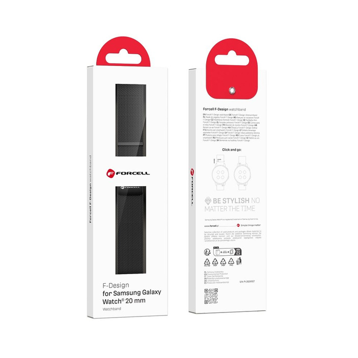 Pasek do Samsung Galaxy Watch Forcell F-Design FS11 magnetyczny stal 20 mm czarny
