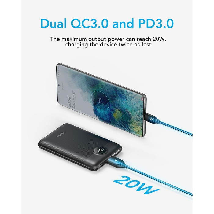 Powerbank Veger S11 (W1140) PD QC3.0 2A 22,5W 10 000 mAh czarny 