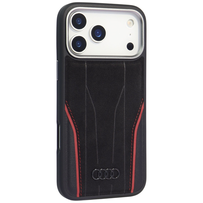 Etui Audi R8 Genuine Leather MagSafe do  iPhone 17 Pro Max czarno-czerwony