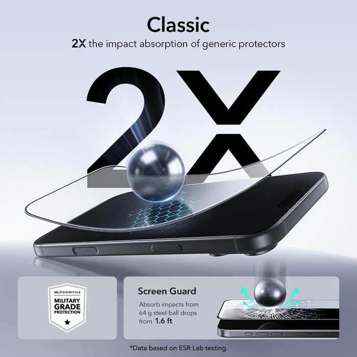 SZKŁO HARTOWANE ESR ULTRAFIT TEMPERED GLASS 2-PACK IPHONE 17 PRO CLEAR