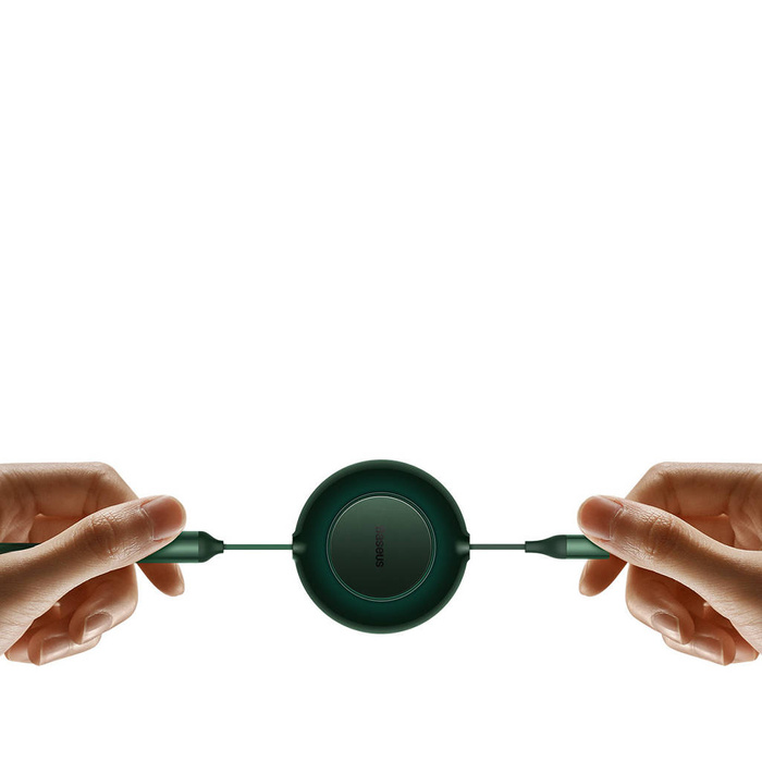 Baseus Bright Mirror 2 zwijany kabel przewód 3w1 USB Typ C - micro USB + Lightning + USB Typ C 3.5A 1.1m zielony (CAMJ010206)