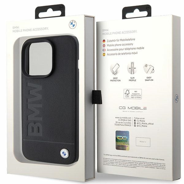 Etui BMW BMHCP15LSLLBK iPhone 15 Pro 6.1" czarny/black Leather Hot Stamp Case