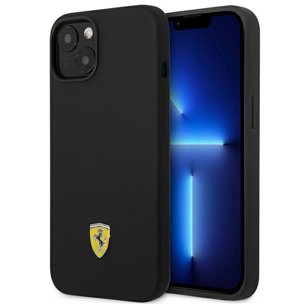 Etui Ferrari iPhone 14 6,1" czarny/black hardcase Silicone Metal Logo