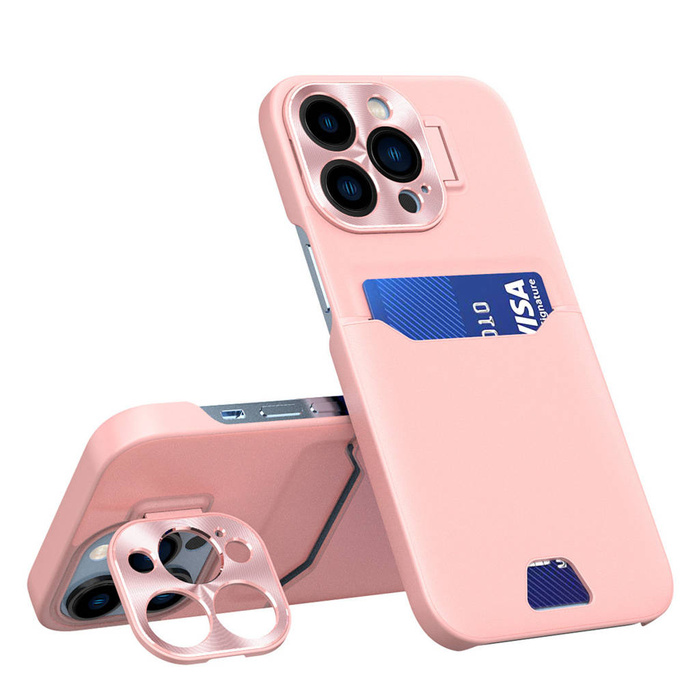 Etui Leather Stand Case Etui Do iPhone 14 Pro Max Pokrowiec Portfel Na Kartę Z Podstawką Różowe Case