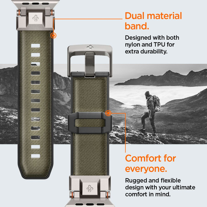 PASEK SPIGEN APPLE WATCH 6 / 7 / 8 / 9 / 10 / SE / ULTRA 1 / 2 (44 / 45 / 46 / 49 MM) DURAPRO ARMOR MILITARY GREEN
