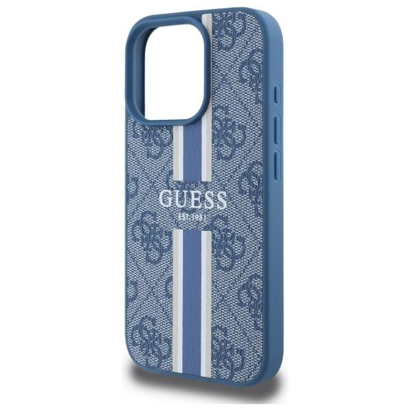 Etui Guess iPhone 16 Pro Max niebieski/blue MagSafe 4G Printed Stripes