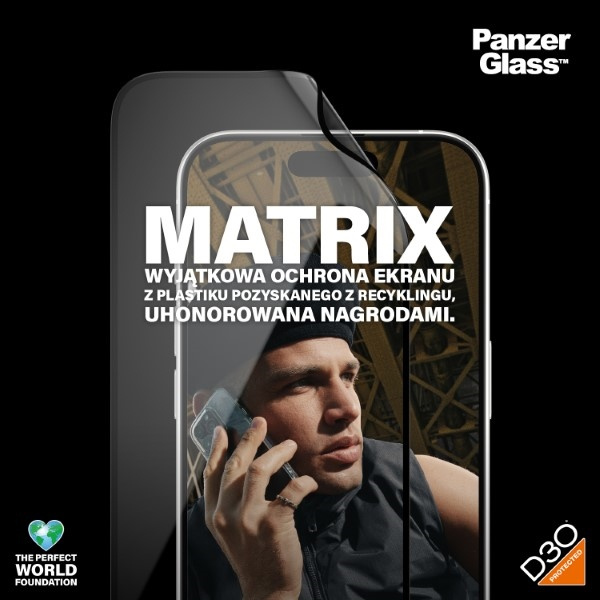 PanzerGlass Matrix D3O UWF iPhone 15 Pro6.1" Ultra-Wide-Fit rPET Screen Protection Easy Aligner Included 2818 hybryda