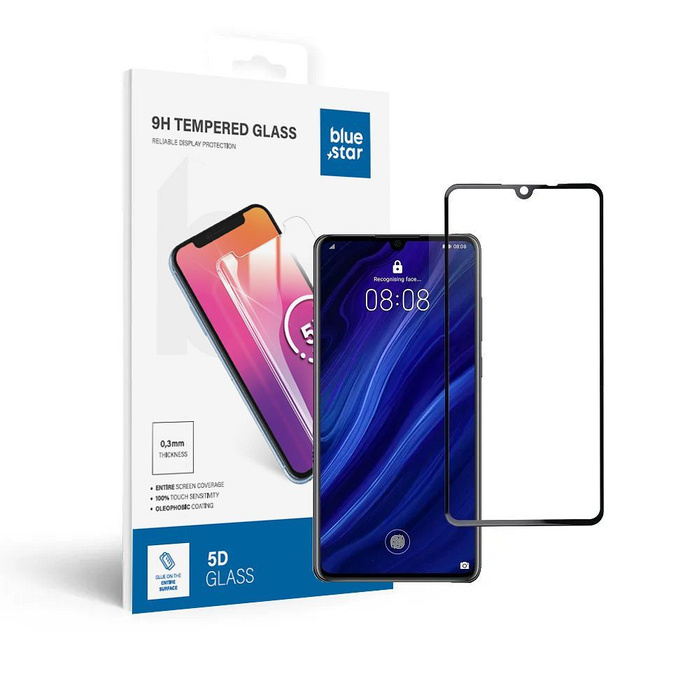 Szkło hartowane do Huawei P30 (full glue / case friendly) Blue Star 5D czarne