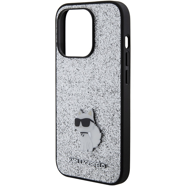 Etui Karl Lagerfeld KLHCP15LGCNPSG iPhone 15 Pro 6.1" srebrny/silver hardcase Fixed Glitter Choupette Logo Metal Pin