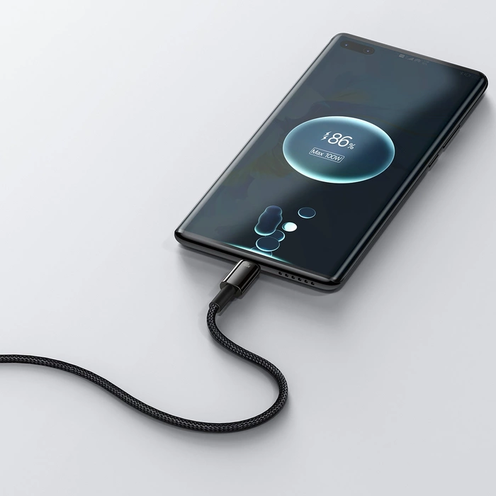 [PO ZWROCIE] Baseus Tungsten Gold kabel USB-A - USB-C 480Mb/s 100W 2m czarny (CAWJ000101)