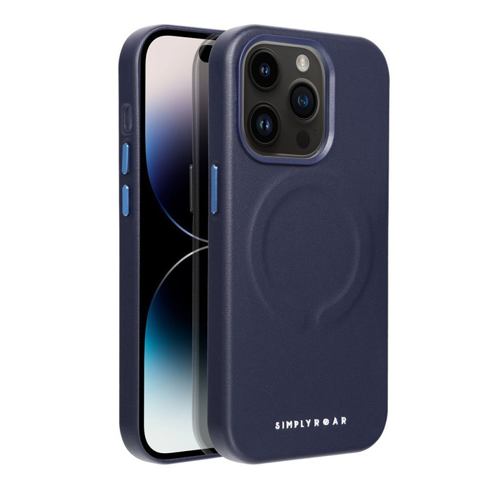 Futerał Roar Leather Mag Case kompatybilny z MagSafe - do iPhone 14 Pro Granatowy