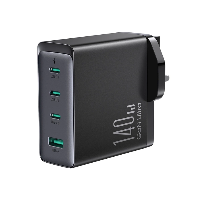 Ładowarka GaN UK Joyroom JR-TCG05UK 140W 3x USB-C USB-A + kabel USB-C / USB-C 240W 1.2m