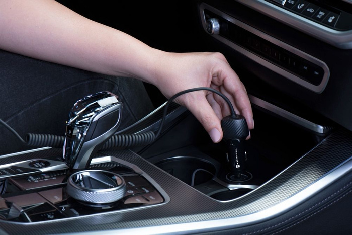 FORCELL F-ENERGY Carbon CC50-1AC ładowarka samochodowa USB A z kablem Typ C PD QC3.0 3A 38W czarna