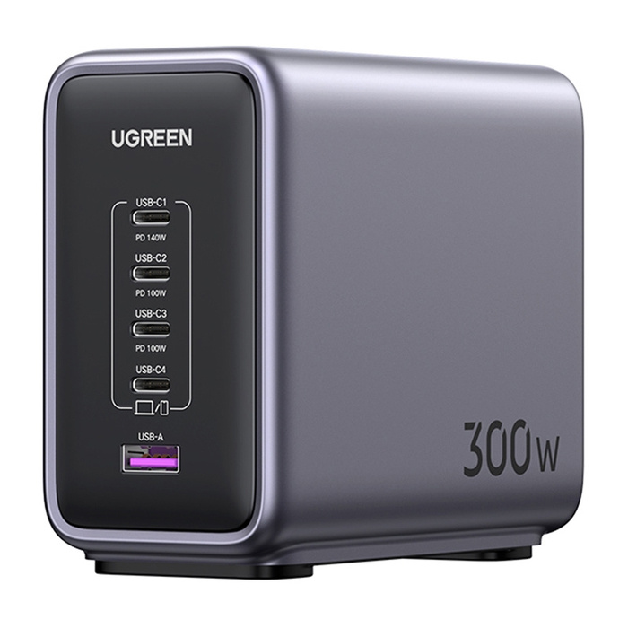 Ładowarka sieciowa UGREEN CD333 Nexode USB + 4x USB-C GaN 300W + kabel USB-C 240W (czarny)