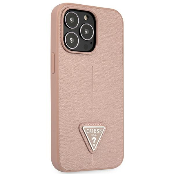 Etui GUESS Apple iPhone 14 Pro Saffiano Triangle Logo Różowy Hardcase
