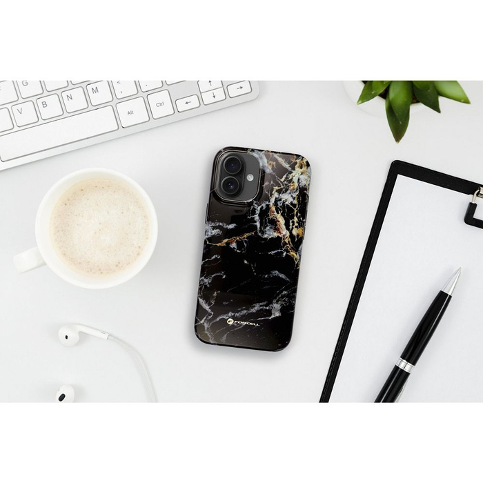 Etui na iPhone 16 PRO Forcell F-Protect Mirage zgodny z MagSafe Military Drop-Test black marble
