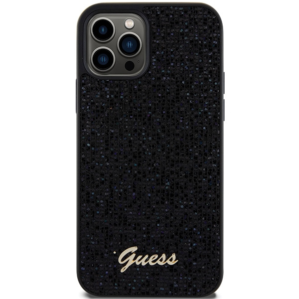 Etui Guess GUHCP12MPMSDGSK iPhone 12/12 Pro 6.1" czarny/black hardcase Disco Metal Script Case