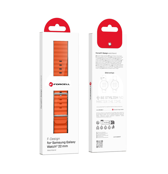 Pasek do Samsung Galaxy Watch Forcell Forcell F-Design FS01 dziurki silikon 22 mm pomarańczowy