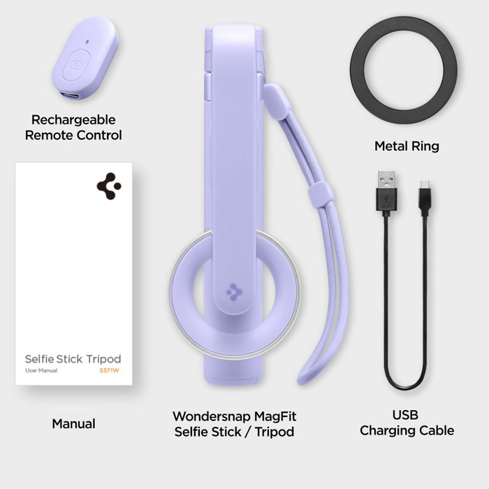 SELFIE STICK SPIGEN S571W MAGSAFE BLUETOOTH STATYW FIOLETOWY