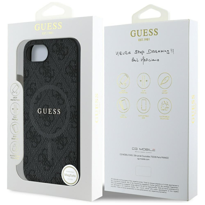 Etui Guess 4G Ring Classic Logo MagSafe  do iPhone 16e czarny