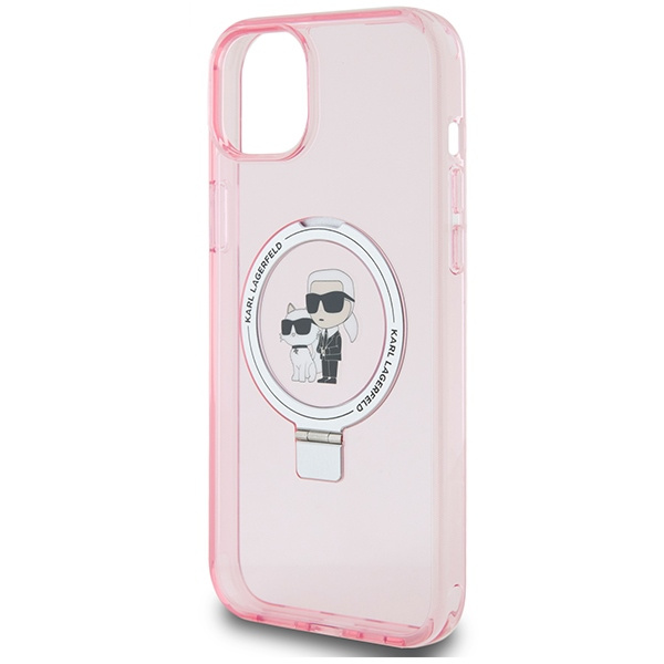 Etui Karl Lagerfeld KLHMP15SHMRSKCP iPhone 15 6.1" różowy/pink hardcase Ring Stand Karl&Choupettte MagSafe Case