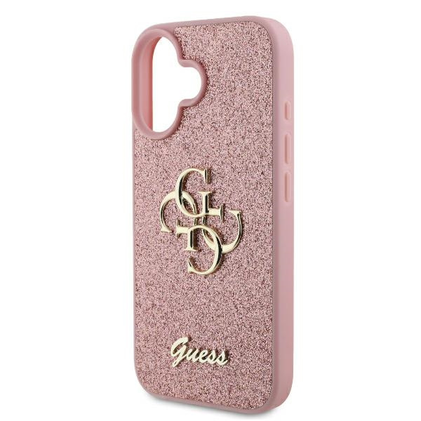 Etui Guess iPhone 16 Plus różówy/pink HC Fixed Glitter Big 4G