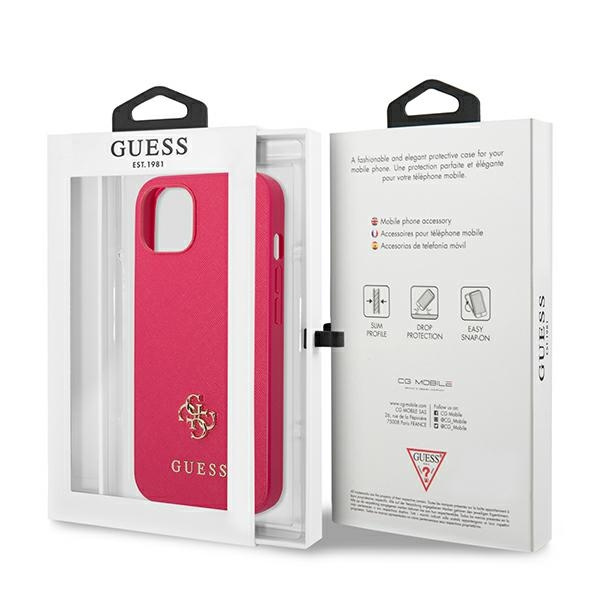 Etui GUESS Apple iPhone 13 Mini Saffiano 4G Small Metal Logo Różowy Hardcase