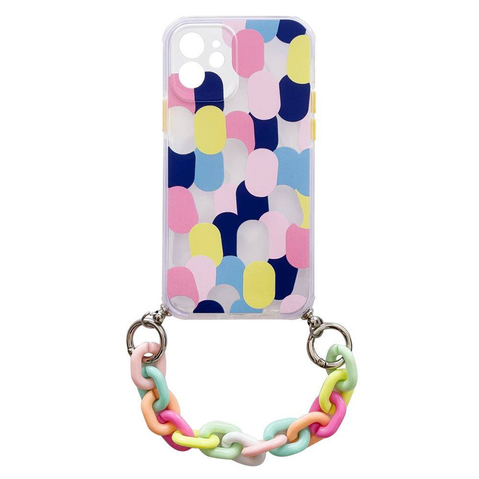 ETUI Color Chain Case żelowe elastyczne etui z łańcuchem łańcuszkiem zawieszką do iPhone 12 wielokolorowy CASE