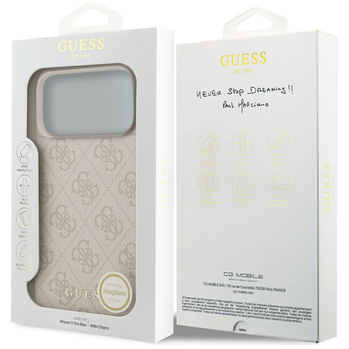 Etui Guess 4G Charms Collection MagSafe  do iPhone 17 Pro Max różowy