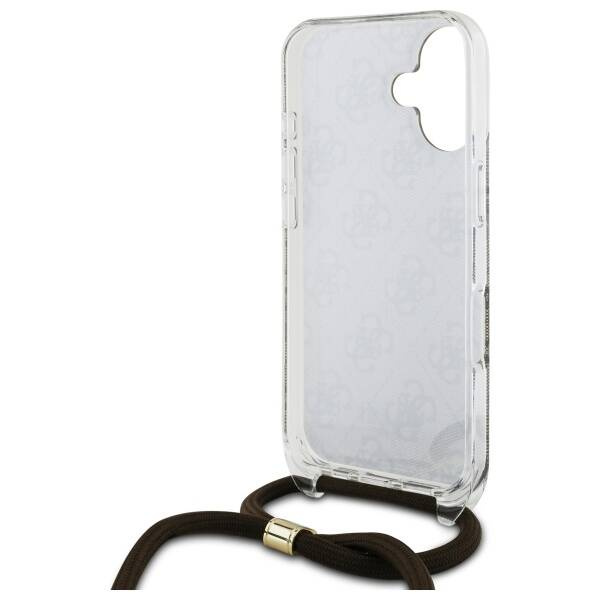 Etui Guess iPhone 16 6.1" brązowy/brown hardcase Crossbody Cord 4G Print
