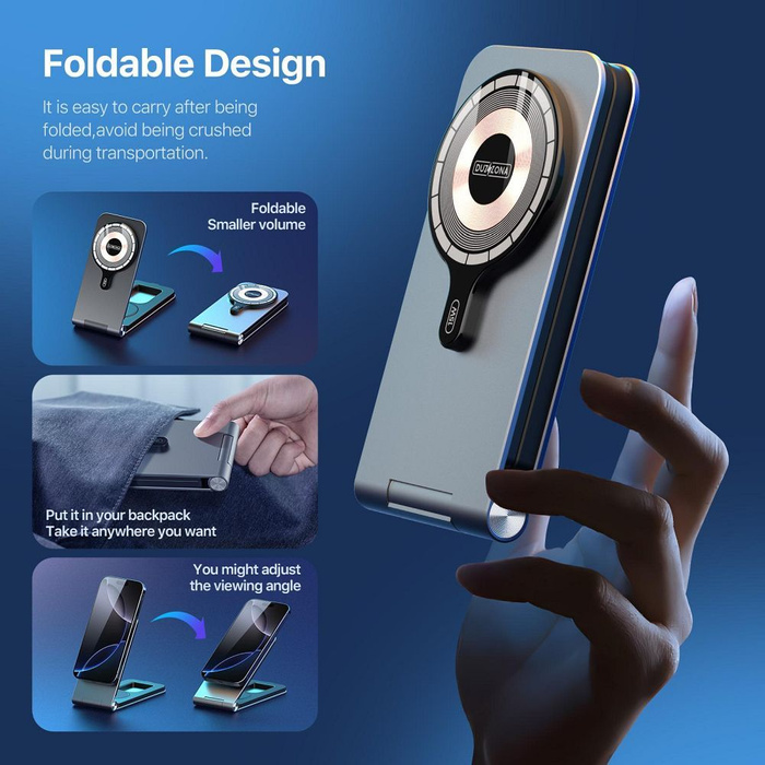 Ładowarka indukcyjna Duzzona W22 aluminiowa 3w1 zgodna z MagSafe 15W składana czarna