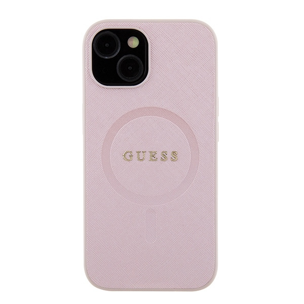 Etui Guess GUHMP15SPSAHMCP iPhone 15 6.1" różowy/pink hardcase Saffiano MagSafe Case