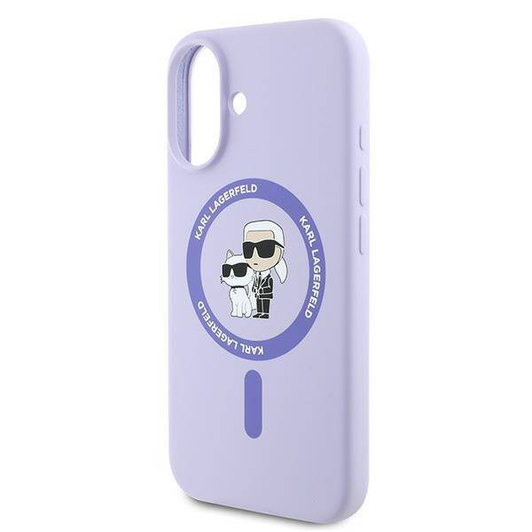 Etui Karl Lagerfeld iPhone 16 6.1" fioletowy/purple hardcase Silicone Karl&Choupette Ring MagSafe