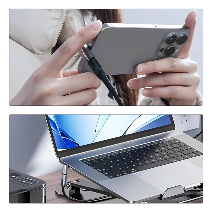 Przejściówka kątowa Wozinsky WPKF-01 USB-C - USB-C 40Gb/s 240W 8K OTG - szara