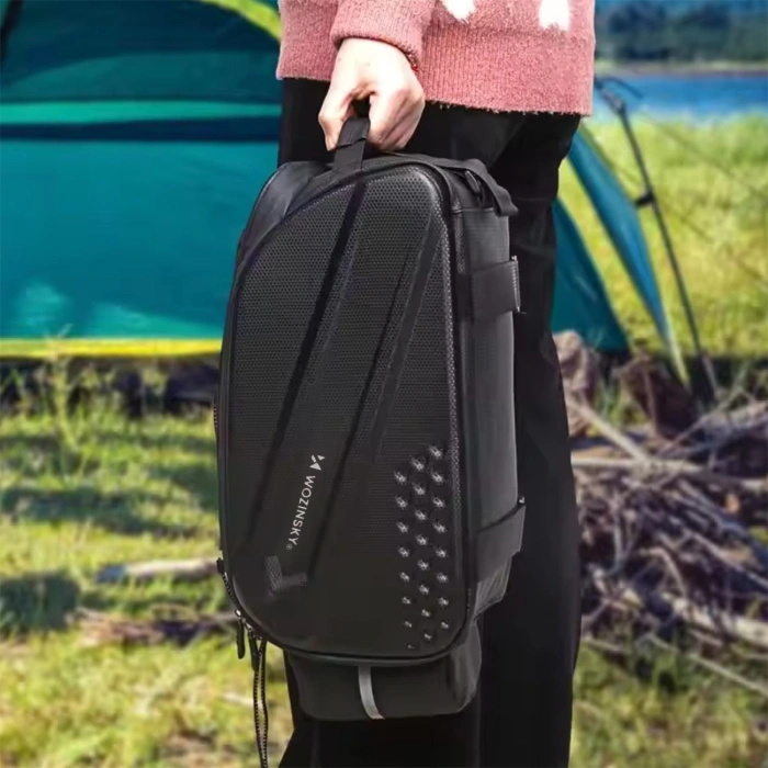 Wozinsky torba rowerowa na bagażnik z długim paskiem i rozszerzanymi kieszeniami bocznymi - czarna