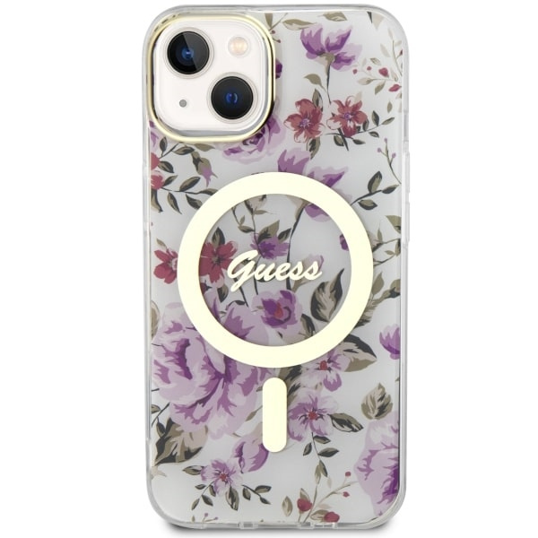 Etui Guess GUHMP14SHCFWST iPhone 14 6.1" transparent hardcase Flower MagSafe Case