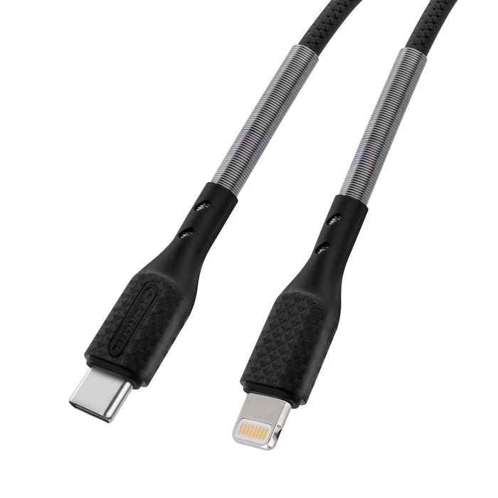 Kabel USB C do Lightning Forcell F-Energy PD 3A 27W Carbon 1 m CB-01C czarny