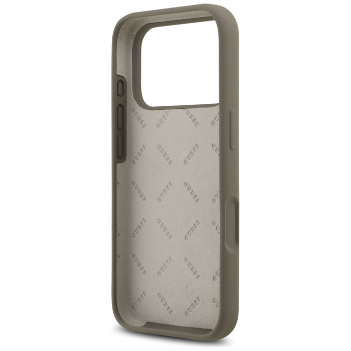 Etui Guess Silicone Big 4G Script do     iPhone 17 Pro brązowy