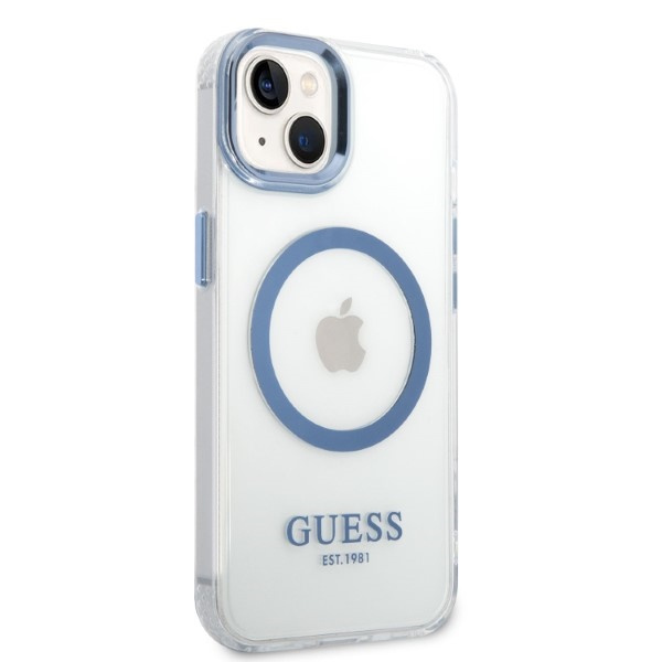 Etui GUESS Apple iPhone 14 Plus Metal Outline Magsafe Niebieski Hardcase