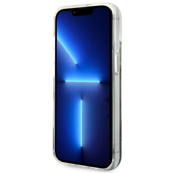 Etui GUESS Apple iPhone 14 Flower Liquid Glitter Niebieski Hardcase