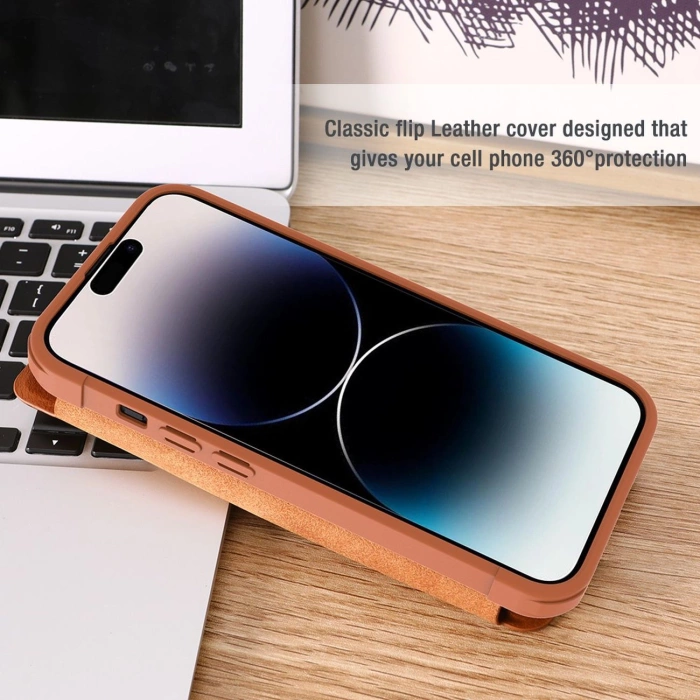 Etui Nillkin Qin Leather Pro Case etui iPhone 14 Pro Max osłona na aparat kabura pokrowiec obudowa z klapką niebieski