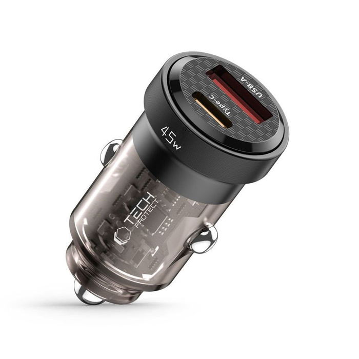 ŁADOWARKA TECH-PROTECT CC45W 2-PORT CAR CHARGER PD45W/QC3.0 BLACK