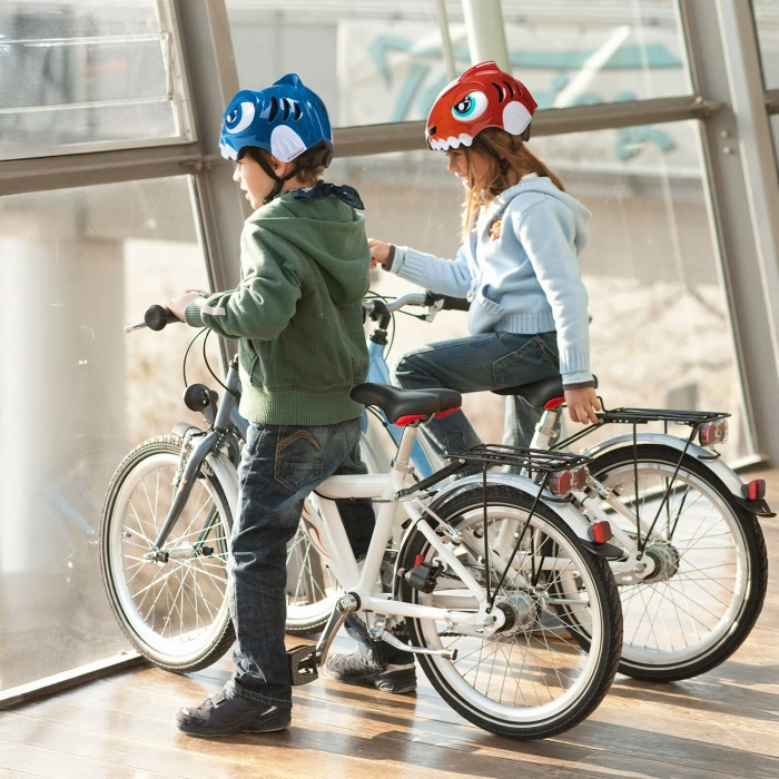 Kask rowerowy dziecięcy Wozinsky motyw dinozaur S - czerwony