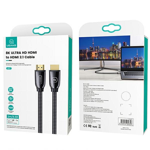 USAMS Kabel HDMI - HDMI 2.1 U67 3m 8K czarny/black Ultra HD SJ498HD01 (US-SJ498)