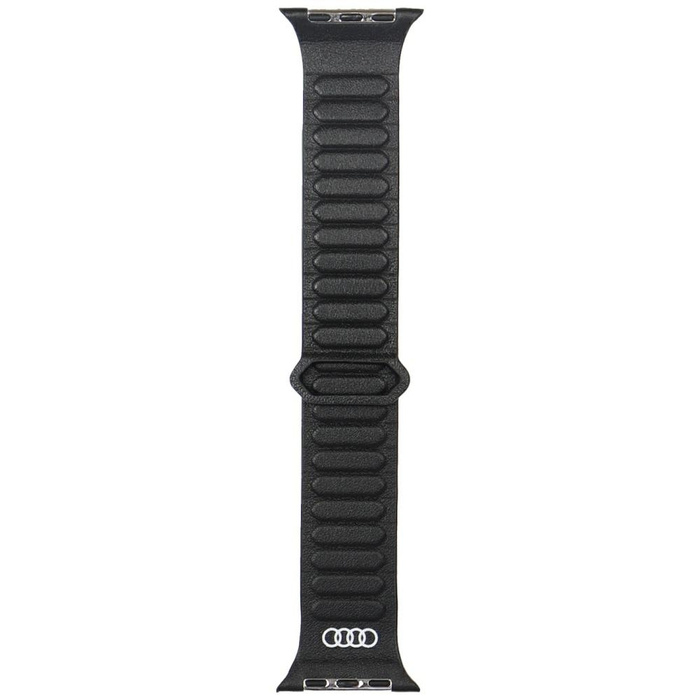 Pasek Audi Logo Genuine Leather Magnetic Ring do Apple Watch 44/45/46/49mm czarny