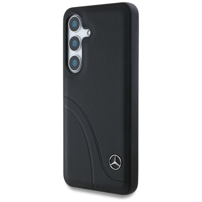 Etui Mercedes Leather Curved Stitches do  Samsung Galaxy S25 czarny