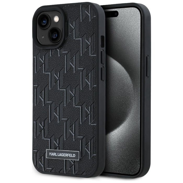 Etui Karl Lagerfeld KLHMP15SPKHPORPK iPhone 15 / 14 / 13 6.1" hardcase czarny/black Leather Monogram Metal Logo